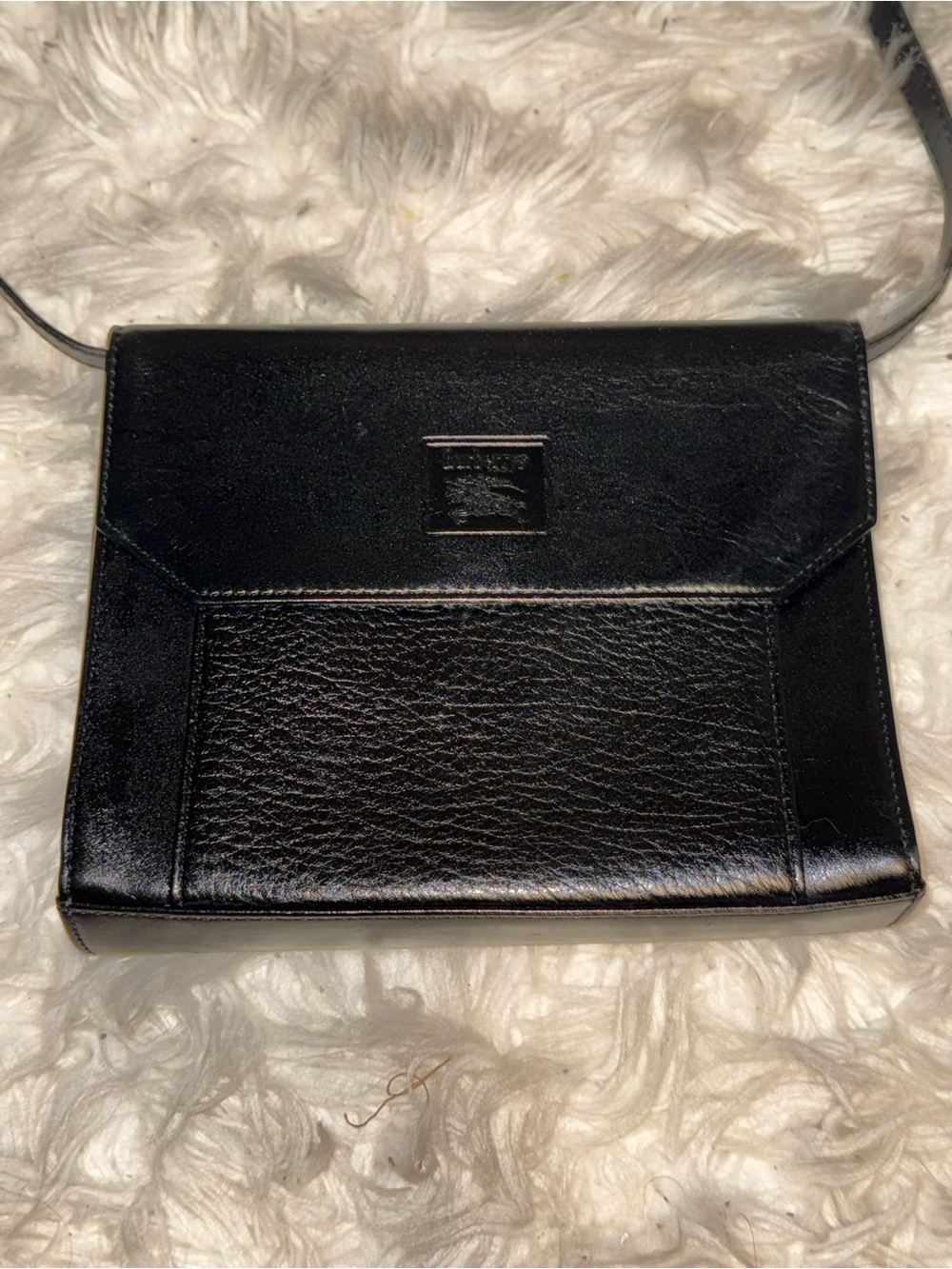Vintage Burberrys Black Leather Flap Shoulder Bag